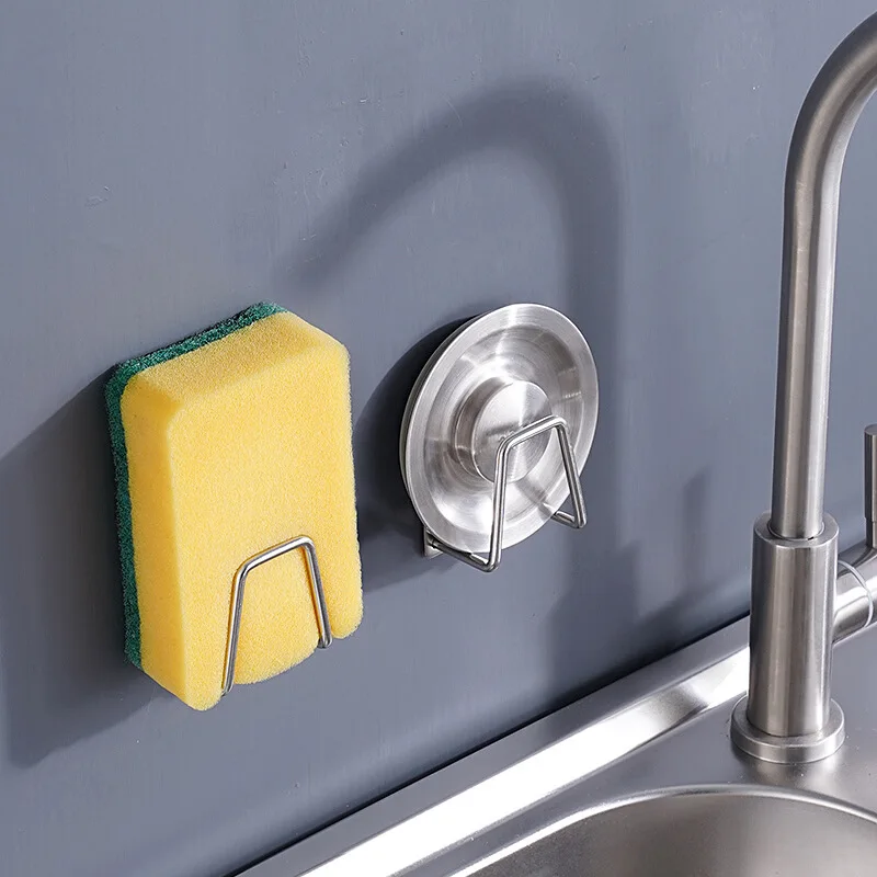

5Pcs Kitchen Stainless Steel Sponges Holder Drain Drying Rack Self Adhesive Sink Shelf Kitchen Accessorie Storage Organizer Tool