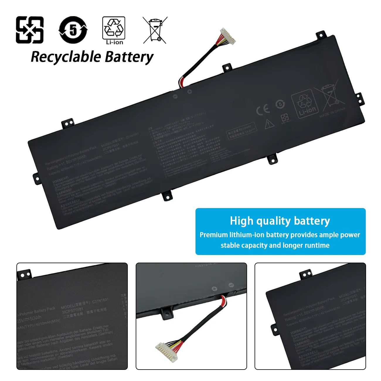 C31N1831 Аккумулятор для ноутбука ASUS PX574F Pro574F P3540F/FA P3548FA P574FA PE574FA 11 55 V 4335mAh