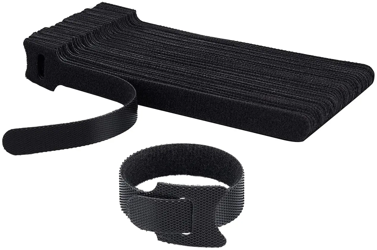 

HUALUO Hook and Loop Cable Ties, 50 PCS Cable Strips, Reusable Cable Management,Office and Data Centers(6 X 0.47 inch , Black)