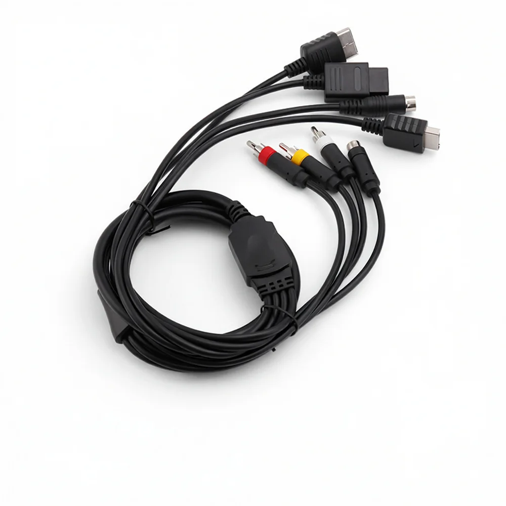 Фото Многофункциональный кабель 4 в 1 AV S-Video для игровых консолей Sega Saturn SS DC PS1 PS2 SNES SFC N64 NGC №4