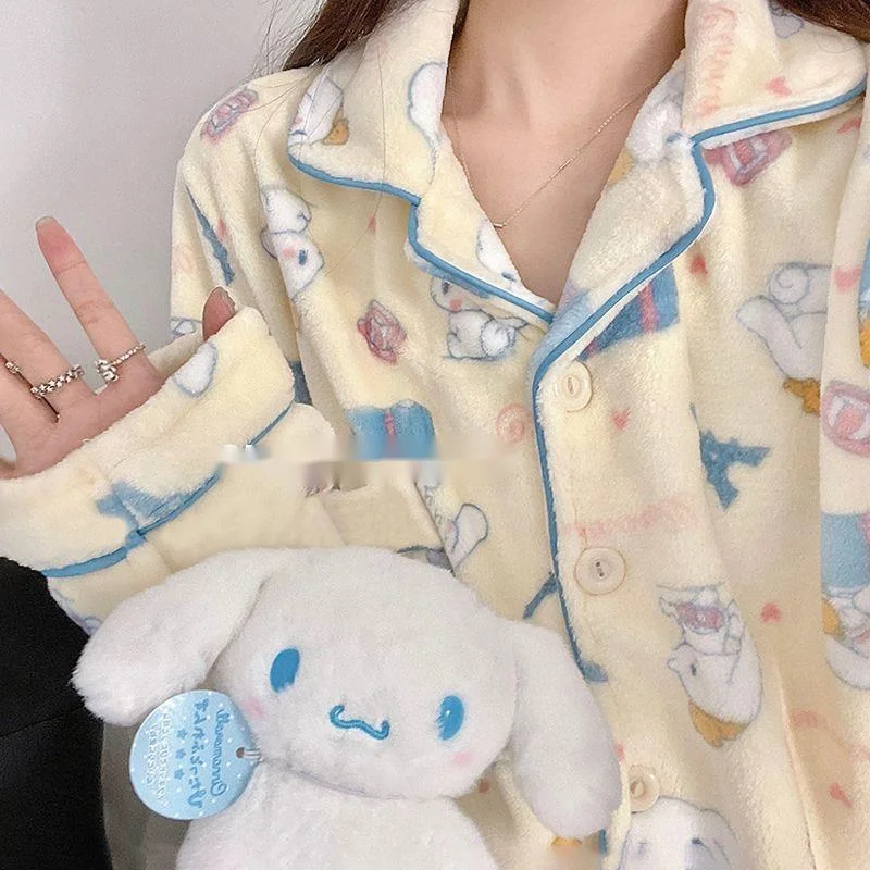 Пижамный комплект Sanrio Cinnamoroll Женский милая одежда для сна с мультяшным принтом