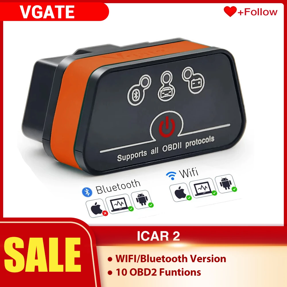 Vgate iCar2 obd2 bluetooth сканер ELM327 V2.2 obd 2 wifi icar Автомобильные инструменты elm 327 для android/ПК/IOS
