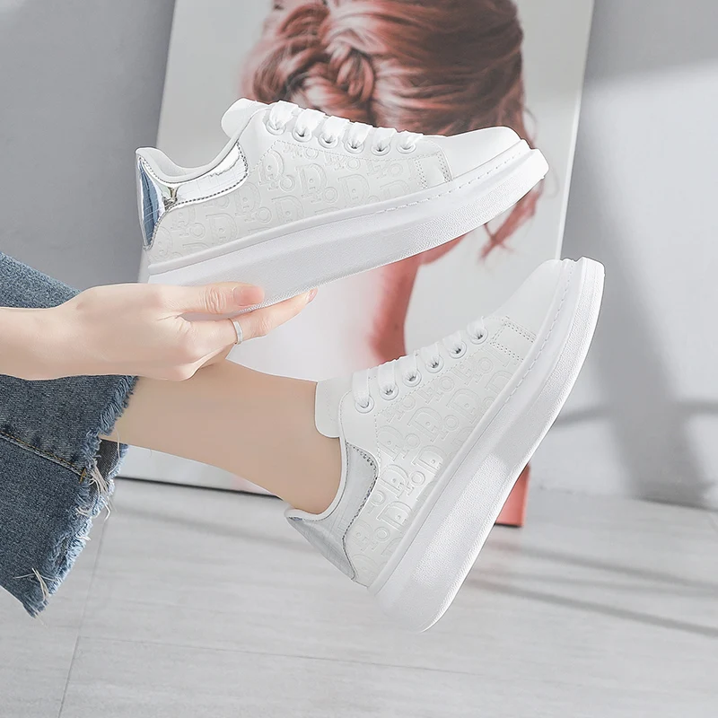 Sneakers for Women 2021 New Fashion Platform Shoe Spring Autumn Casual Flats Female Thick Sole Breathable White Vulcanized Shoes