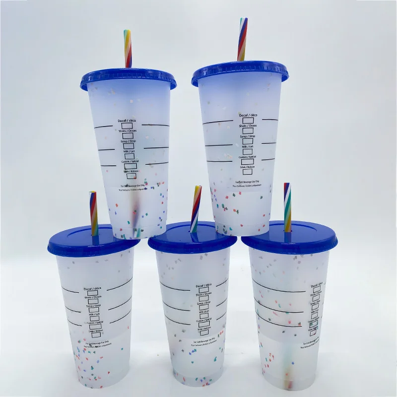 710 мл соломенная чашка с крышкой меняющая цвет кофейная логотипом многоразовые