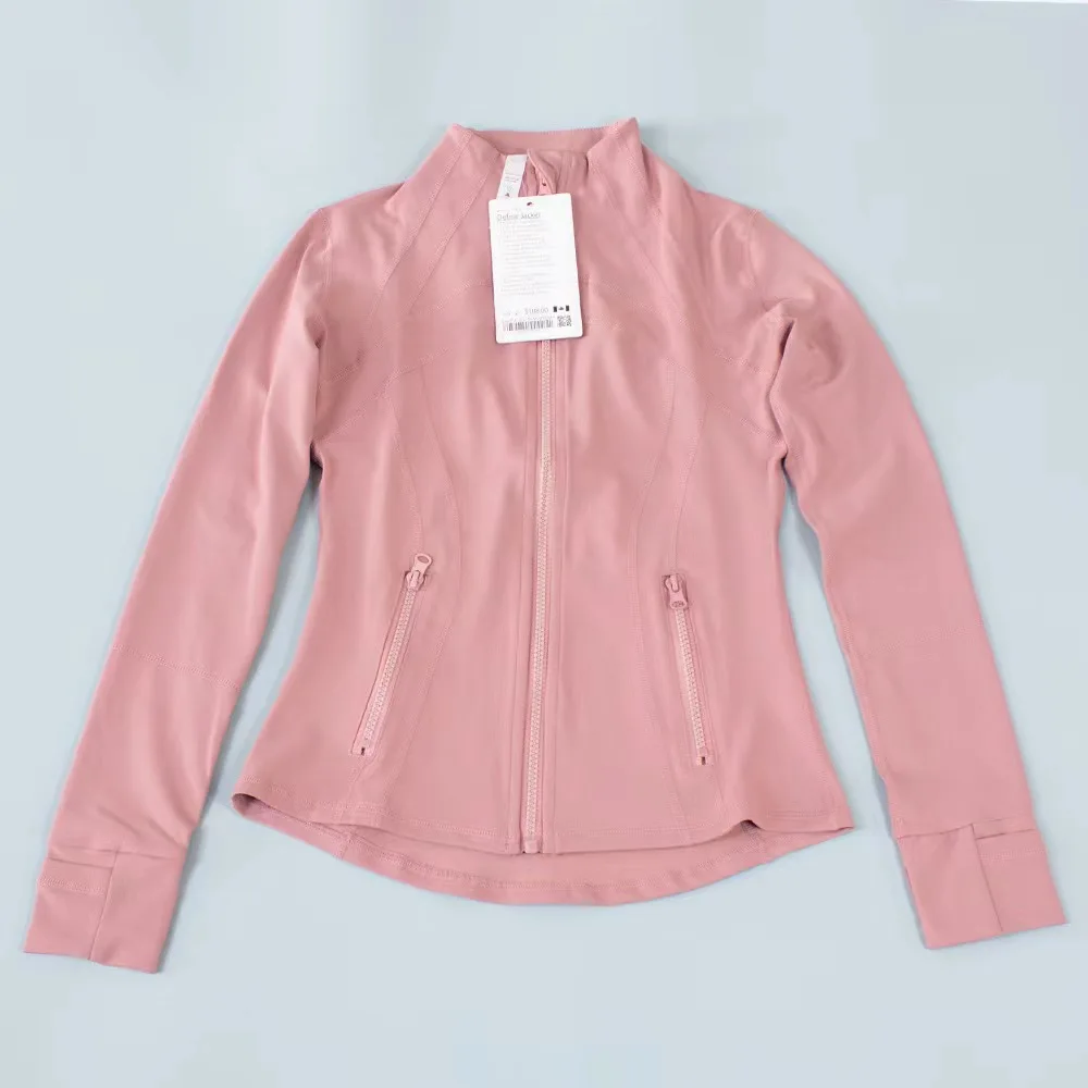 Yoga suit, women's sports spring jacket, breathable and quick drying sports solid color jacket, women's tight fitting, casual fi