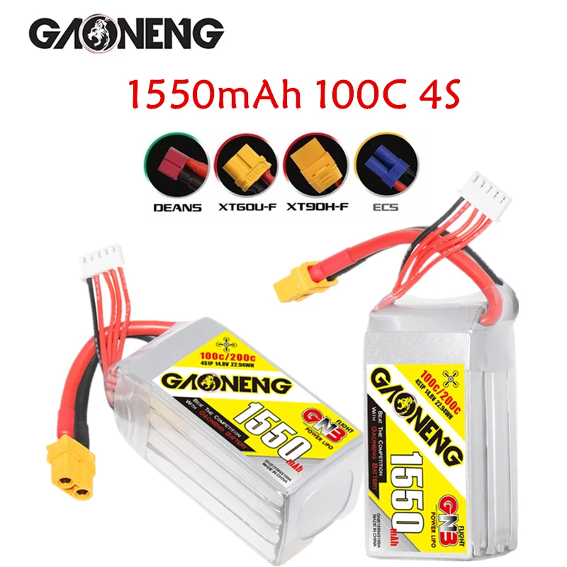 

MAX 200C GNB 4S 14.8V 1550mAh Lipo Battery For FPV Racing Drone RC Car Quadcopter Drone Racer Airplane Helicopter 14.8V Battery