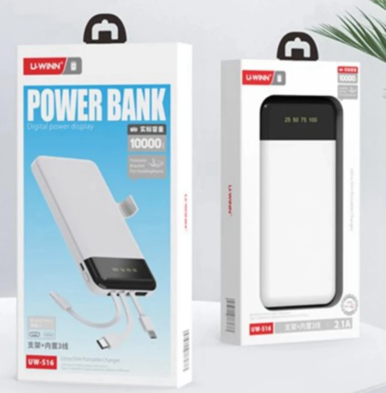 Emergency power portable charger Charging strap 3 cables Portable external battery charger Powerbank