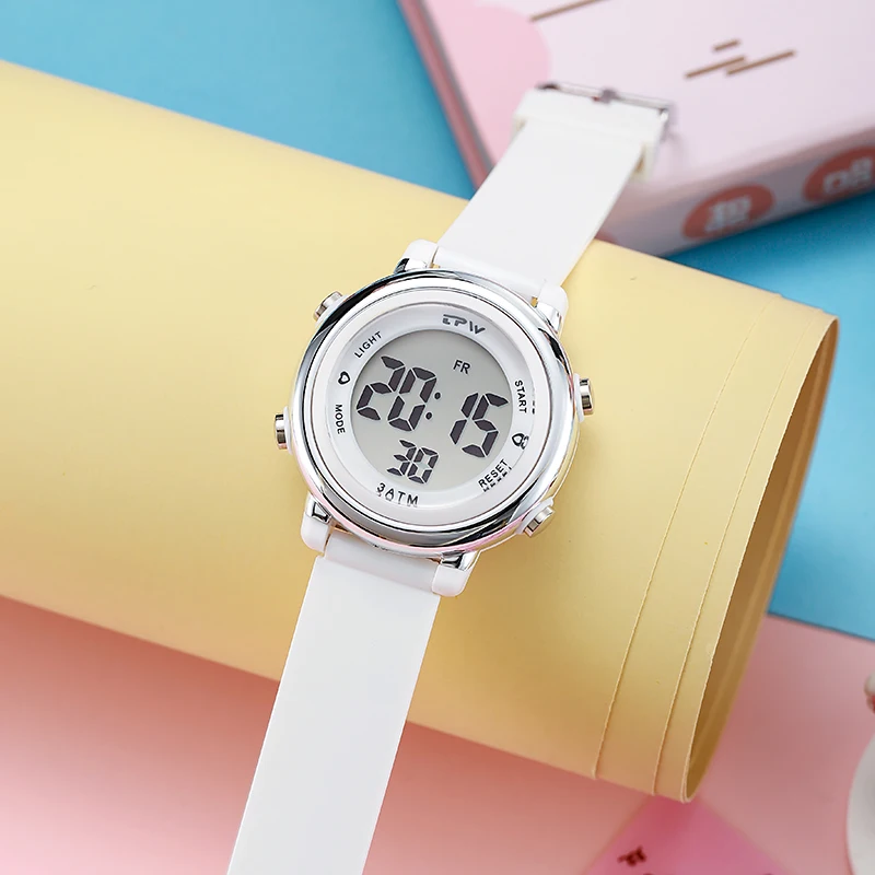 Легкие в чтении детские спортивные часы 35 мм семь цветов подсветка отображение