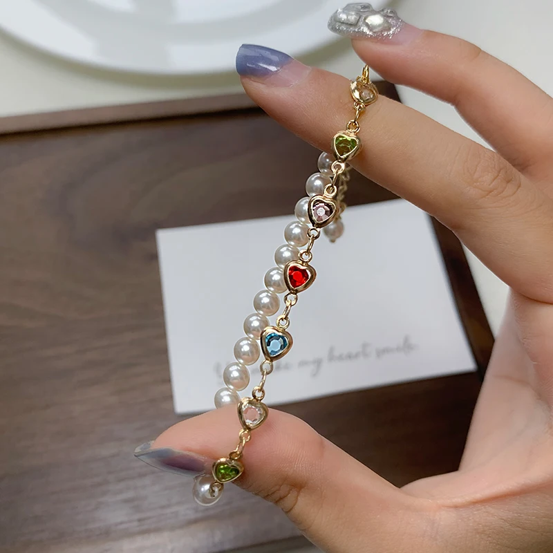 Браслет Millie Color Loving Heart с цирконием Shijia и жемчугом в стиле пэчворк для женщин