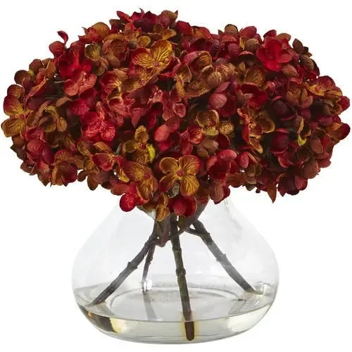 

Hydrangea with Vase Silk Artificial Flower Arrangement, Red