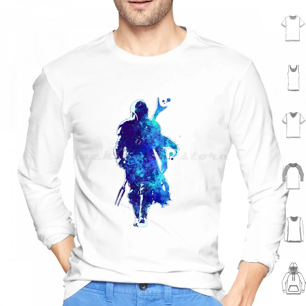 

Mando Silhouette Blue Paint Spatter Gift Day Hoodie cotton Long Sleeve Mando Silhouette Blue Paint Spatter Day This Is The Way