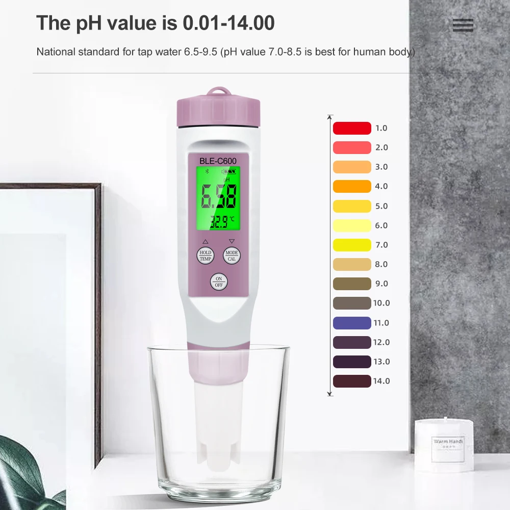 Home 7 в 1 Temp ORP EC TDS измеритель солености с помощью приложения для измерения PH