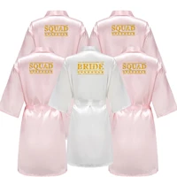 squad letter print women wedding satin dressing gown personalized custom name bathobe bride party robes bridesmaid robes gift