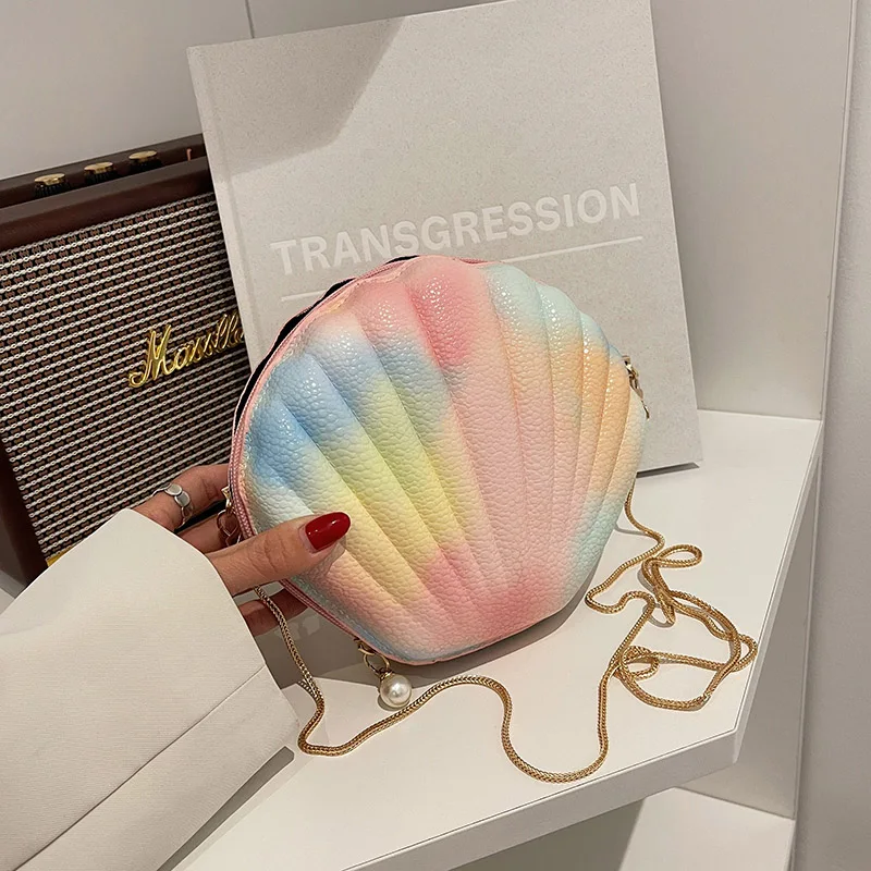 

Ladies Shell Bag 2022 Summer New Personalized Design Chain Bag Trend Fashion Single Shoulder Crossbody Bag Preppy Girl's Bag