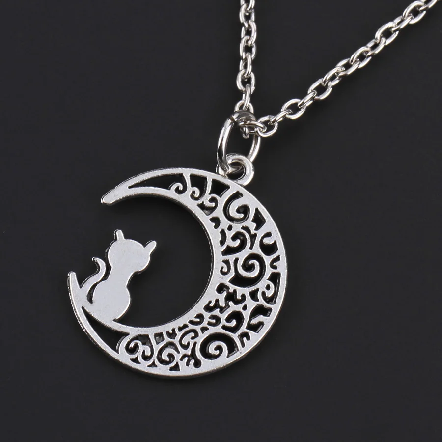 

Женское длинное ожерелье с подвеской Moon Cat