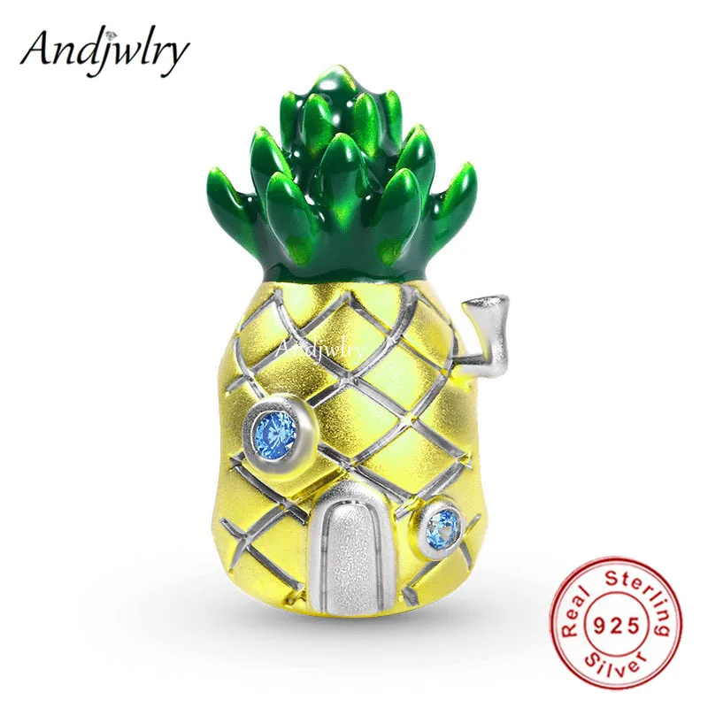 

Fit Bracelet Charms Silver 925 Original Yellow Pineapple House Bead Bracelet&Bangle Jewelry Berloque