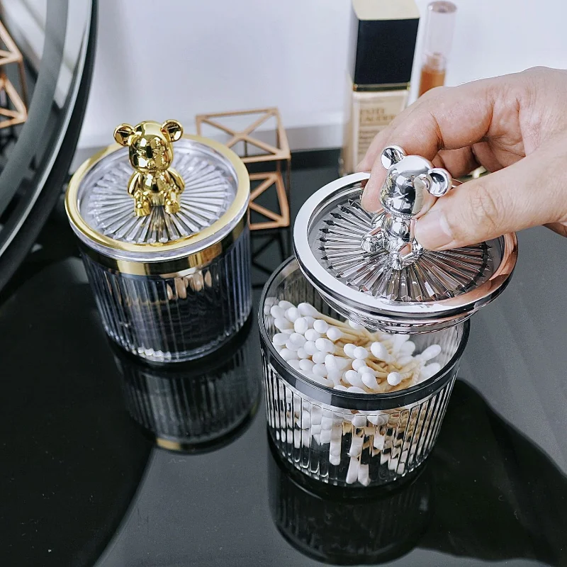 

Light Luxury Bear Storage Tank High Appearance Level Storage Box Home Cotton Signer Dustproof with Lid Tooth Signer