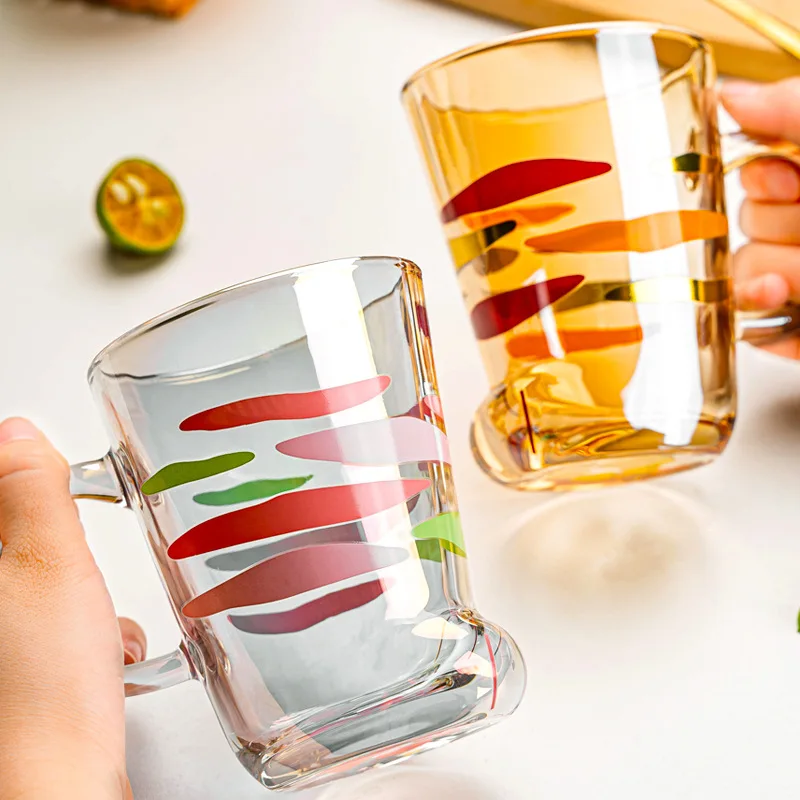 

300ML Creative Cat Claw Glass Cup Cute Cartoon Tiger Paw Mug Couple Cup Milk Juice Water Cups with Handle Drinking Cup