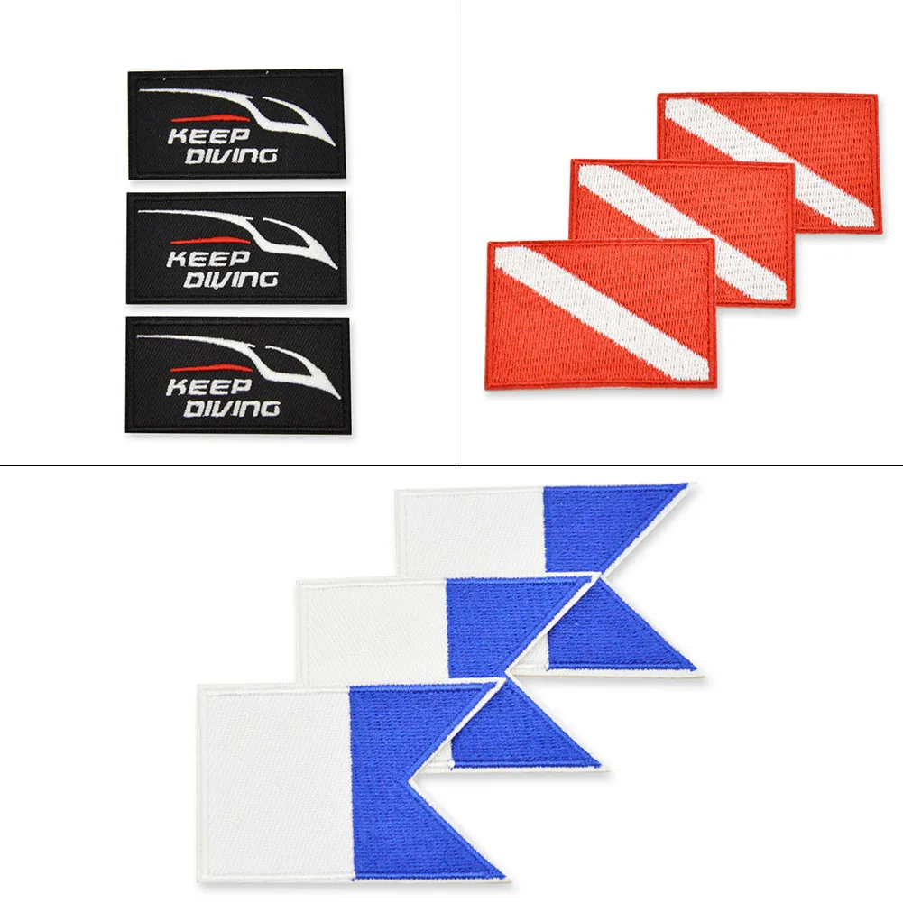

3pcs Diving Flag Patch Dive Diver Patches DIY Badge Patch Backpack Badge Patch Backpack Badge Snorkel Accessory 2022 New