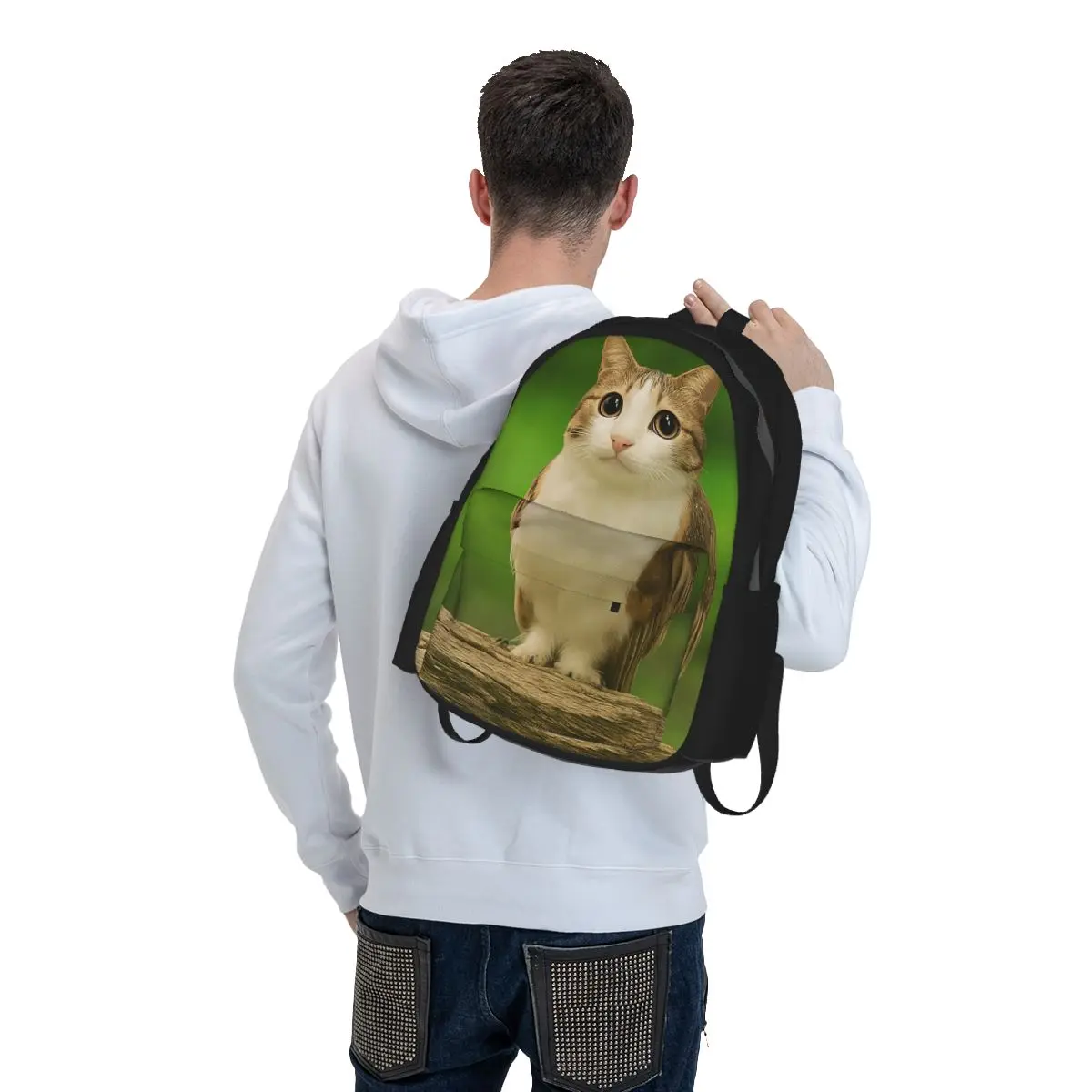 Фото Рюкзак Meowl Cat Owl Funny Internet Trendy Meme для студентов, школьный рюкзак, походный рюкзак для путешествий, городской рюкзак для мужчин и женщин, сумка через плечо №2