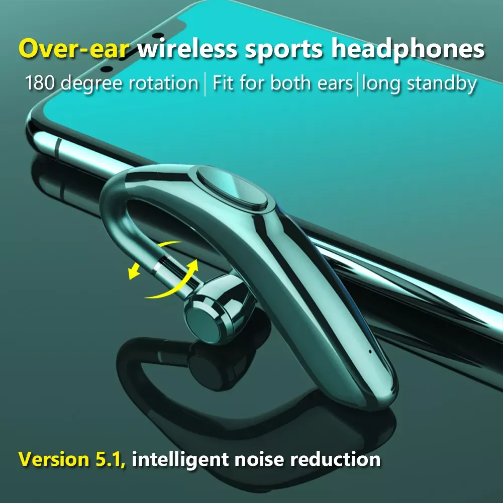 

X18 Bluetooth-compatible 5.1 Earphone Ear Hook Wireless Earbud Headset With Microphone 48 Hours Talk Time For Driving Meeting