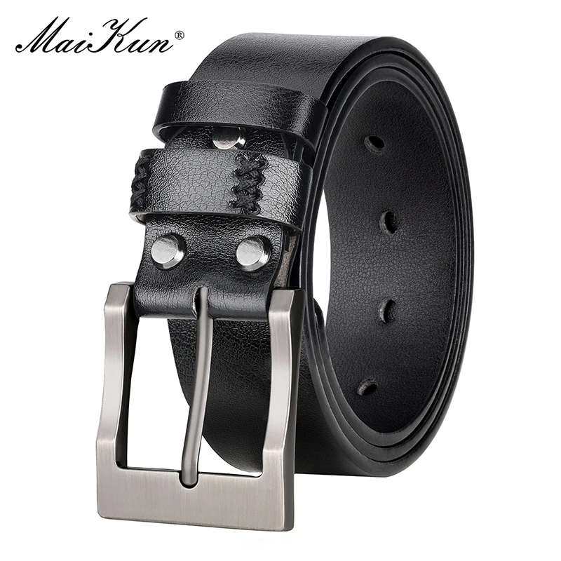 Мужской ремень Maikun из сплава с пряжкой модный искусственной кожи простой деловой