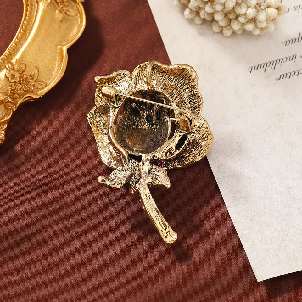 Женская Брошь в виде Розы Morkopela розовая брошь Стразы красного синего розового