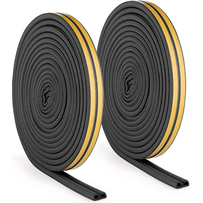 

AT35 Weather Stripping Door Seal Strip Front Window Frame Foam Adhesive Rubber Soundproof, 2 Rolls Total Length 20M