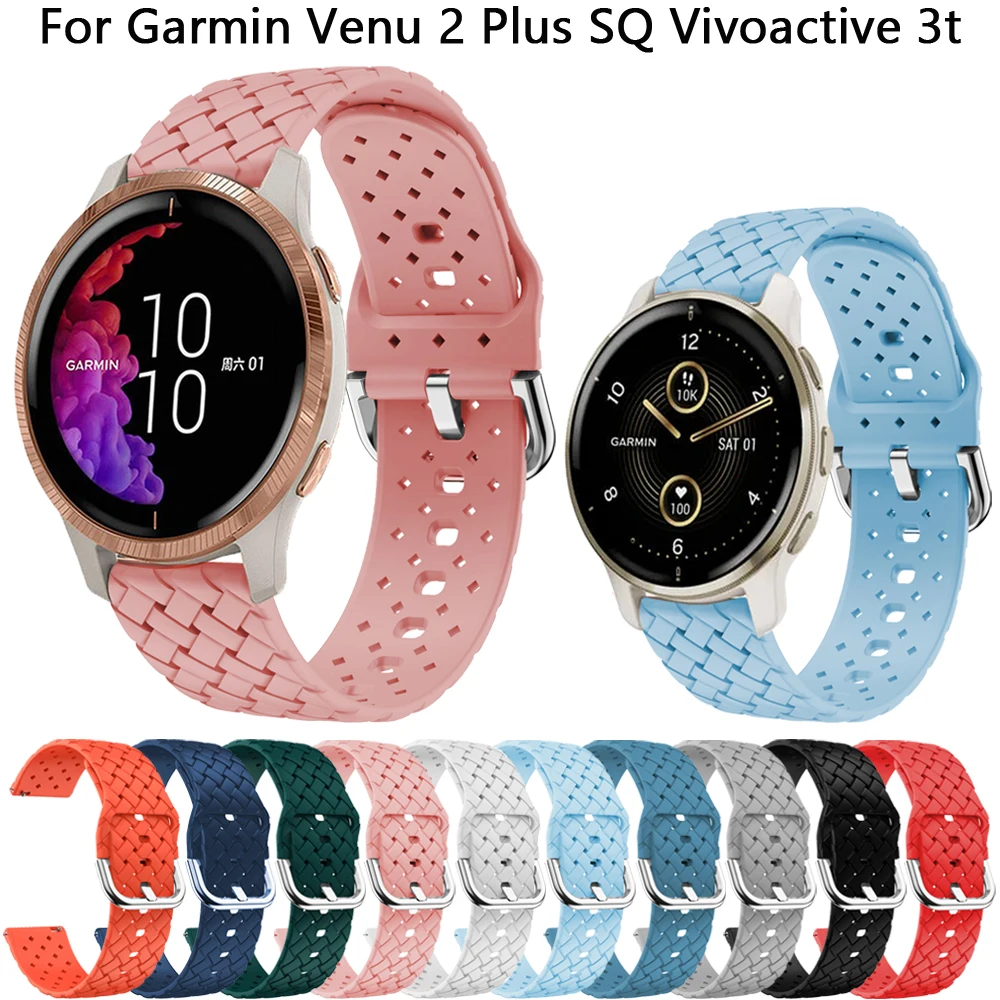 

20mm Silicone Soft Band For Garmin Venu Venu2 Plus SQ Smart Watch Starp Vivoactive 3 3t Vivomove HR 245 Easyfit Watchband Correa