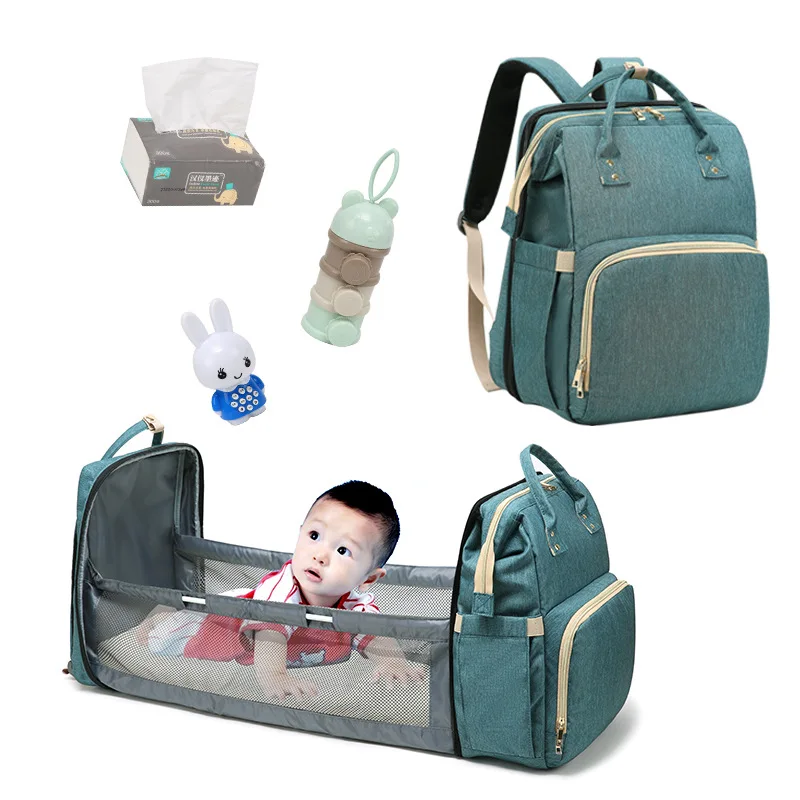 Crib Mommy Bag Portable Folding Multifunctional Large-capacity Going Out Mother and Baby Bag Backpack