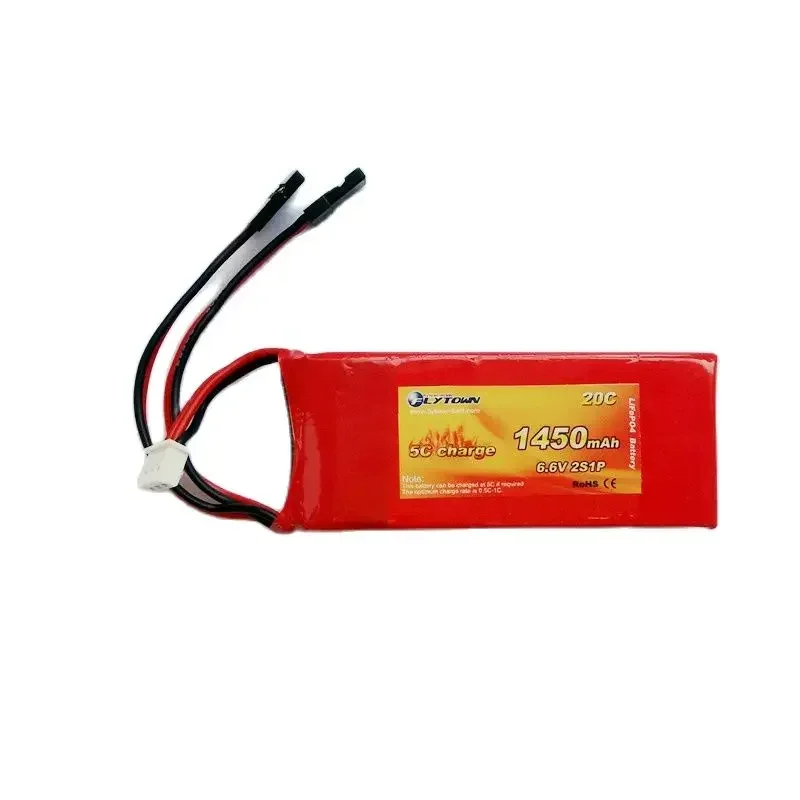 2 шт. Flytown Nano-Tech 1450 мАч 2S1P 6 В 20C ~ 40C LiFePO4 аккумулятор приемника LiFe Rx Pack с черной вилкой