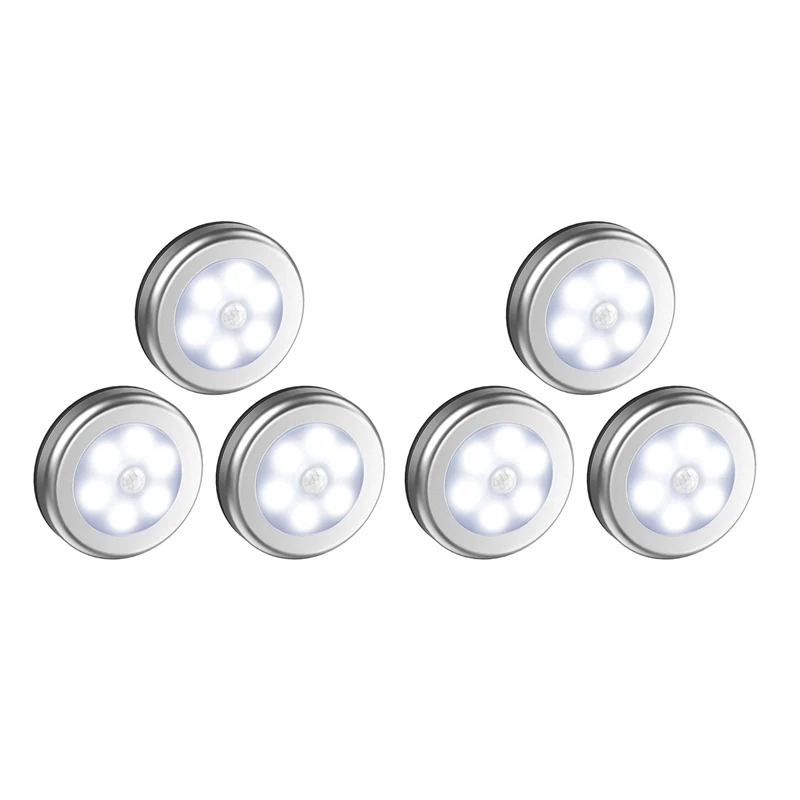 

6Pcs LED Motion Sensor Lights PIR Wireless Night Light Battery Cabinet Stair Lamp
