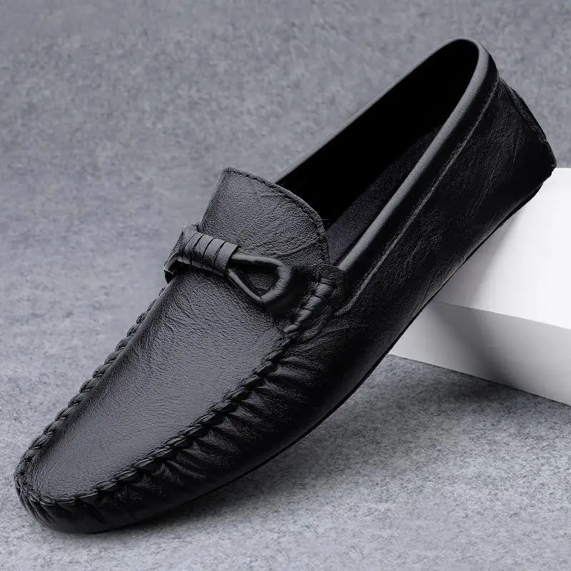 

Men's Shoes Spring Soft Bottom Leather Shoes Men's Korean-Style Leather Tendon Bottom Casual Shoes Men All-Matching Gommino