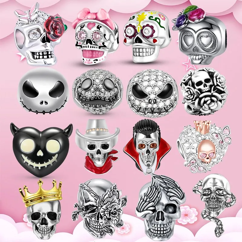 Серебряная подвеска в виде короны черепа Хэллоуина скелета темный дьявол