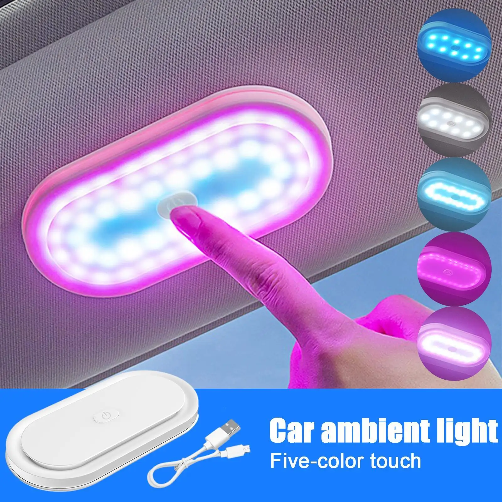 

Car Reading Light 5 Colors Rechargeable Magnetic LED Auto Styling Night Light Car Interior Light Ceiling Lamp Ambient Light