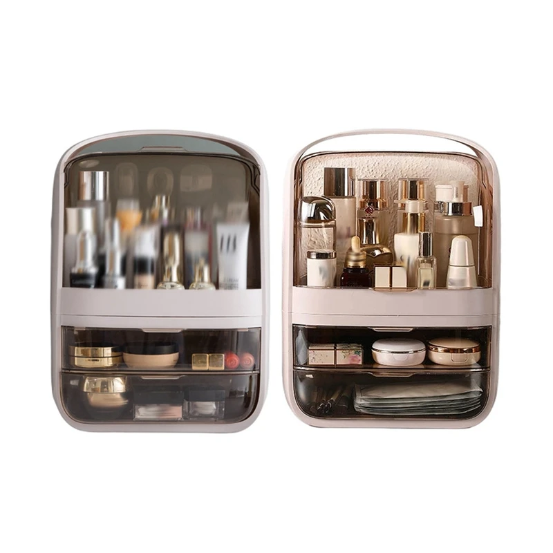 

Портативная коробка для хранения косметики, органайзер для макияжа, ящик для хранения ювелирных изделий, лака для ногтей для макияжа, пылез...