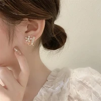 japan korean style flower stud daisy earrings for women zircon natural crystal irregular earring geometric fashion jewelry gift