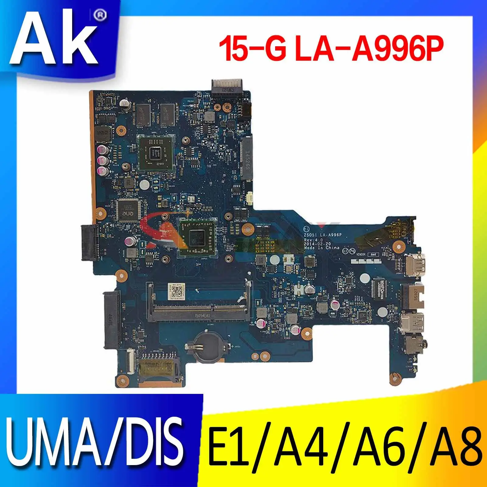 

AMD E1 A4 A6 A8 CPU LA-A996P Motherboard for HP 15-G020NR 15-G041CA 15Z-G000 Laptop Motherboard Mainboard