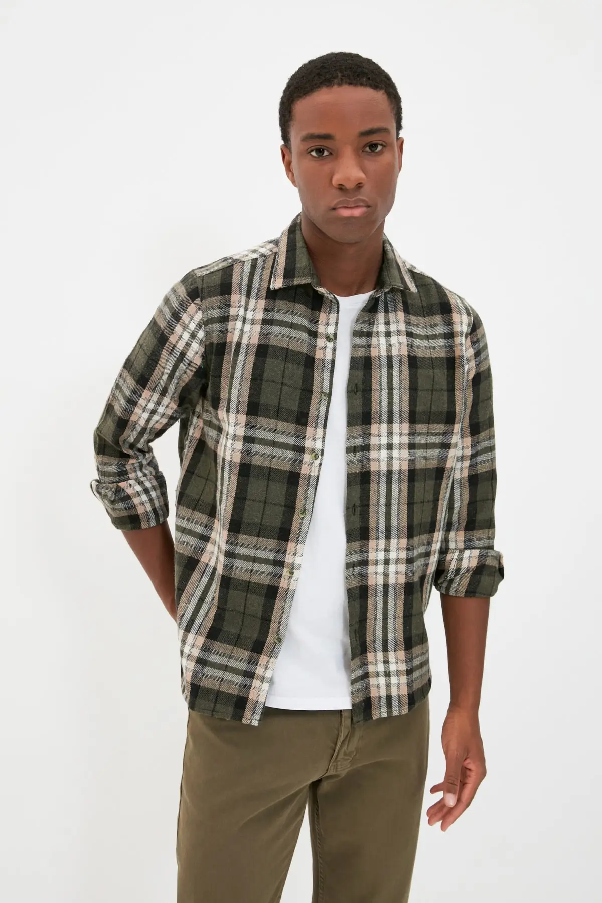 

Trendyol Male Slim Fit Shirt Collar Lumberjack Plaid Shirt TMNAW22GO0431