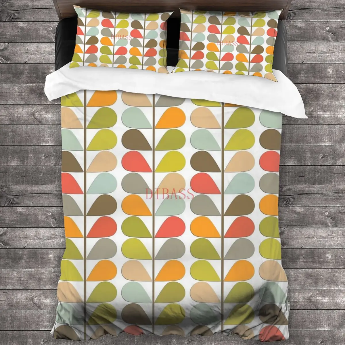 

Ретро 60s Середина века Современный узор мягкая искусственная кожа с 2 наволочками, пододеяльник с застежкой-молнией