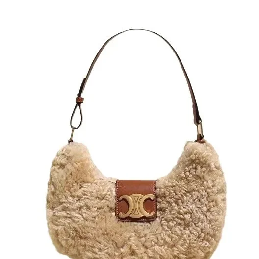 Новинка 2023 сумка для подмышек из овечьей шерсти женская через плечо зимняя