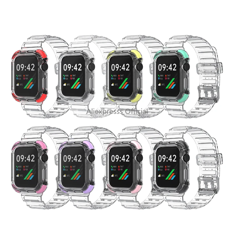 Аксессуары мягкий силиконовый прозрачный браслет чехол ремешок для Apple Watch Band 6 5 4 40 мм 44 мм 3 2 1 38 мм 42 мм (art.: 3920bbce49519) - 3920bbce49519