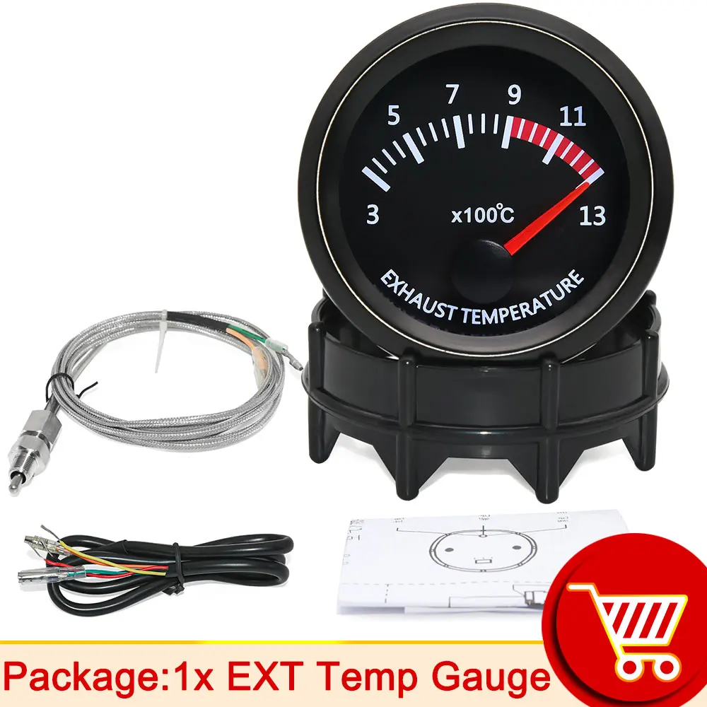 

Автомобильный Авто температура выхлопа манометр 300 ~ 1300 Цельсия 12 в 52 мм 2-дюймовый Универсальный датчик температуры выхлопных газов Ext Temp Meter EGT с датчиком