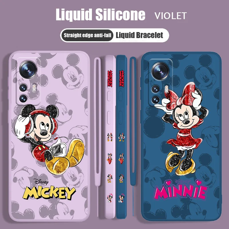 

Minnie Mickey Mouse For Xiaomi Mi 13 12T 12S 12X 11i 11X 11T 10T 10S Lite Pro Ultra Liquid Left Rope Soft Phone Case