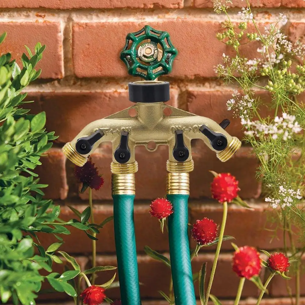 

1Pc 3/4" Threaded 4-Way Hose Diverter Garden Irrigation Adapter Control Standard Optional Water Euro/US Faucet Valve M7F1