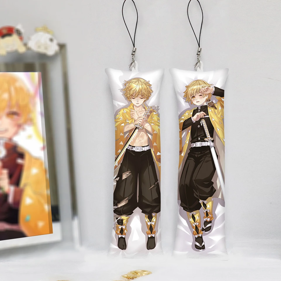 

Demon Slayer Key Chain Agatsuma Zenitsu Kamado Nezuko Mini Dakimakura Pendant Cute Anime Small Body Pillow Bag Pendants