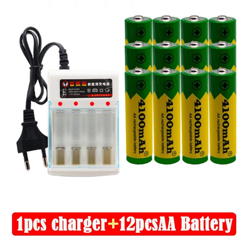 

2023 Brand AA Rechargeable Battery 4100mah 1.5V New Alkaline Rechargeable Batery for Led Light Toy Mp3 Free Shipping+charger