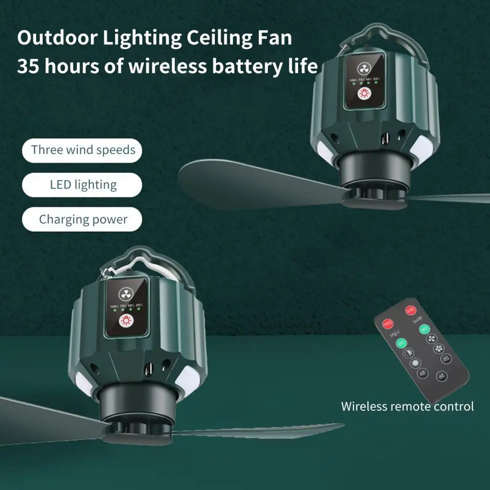 

Universal USB Rechargeable Camping Fan with LED Lamp Lightweight Tent Ceiling Fan Reduce Noise Outdoor Accessory