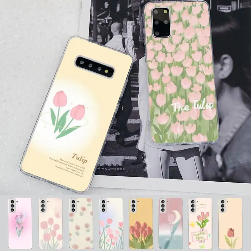 

Cute tulip flower Phone Case for Samsung S21 A10 for Redmi Note 7 9 for Huawei P30Pro Honor 8X 10i cover