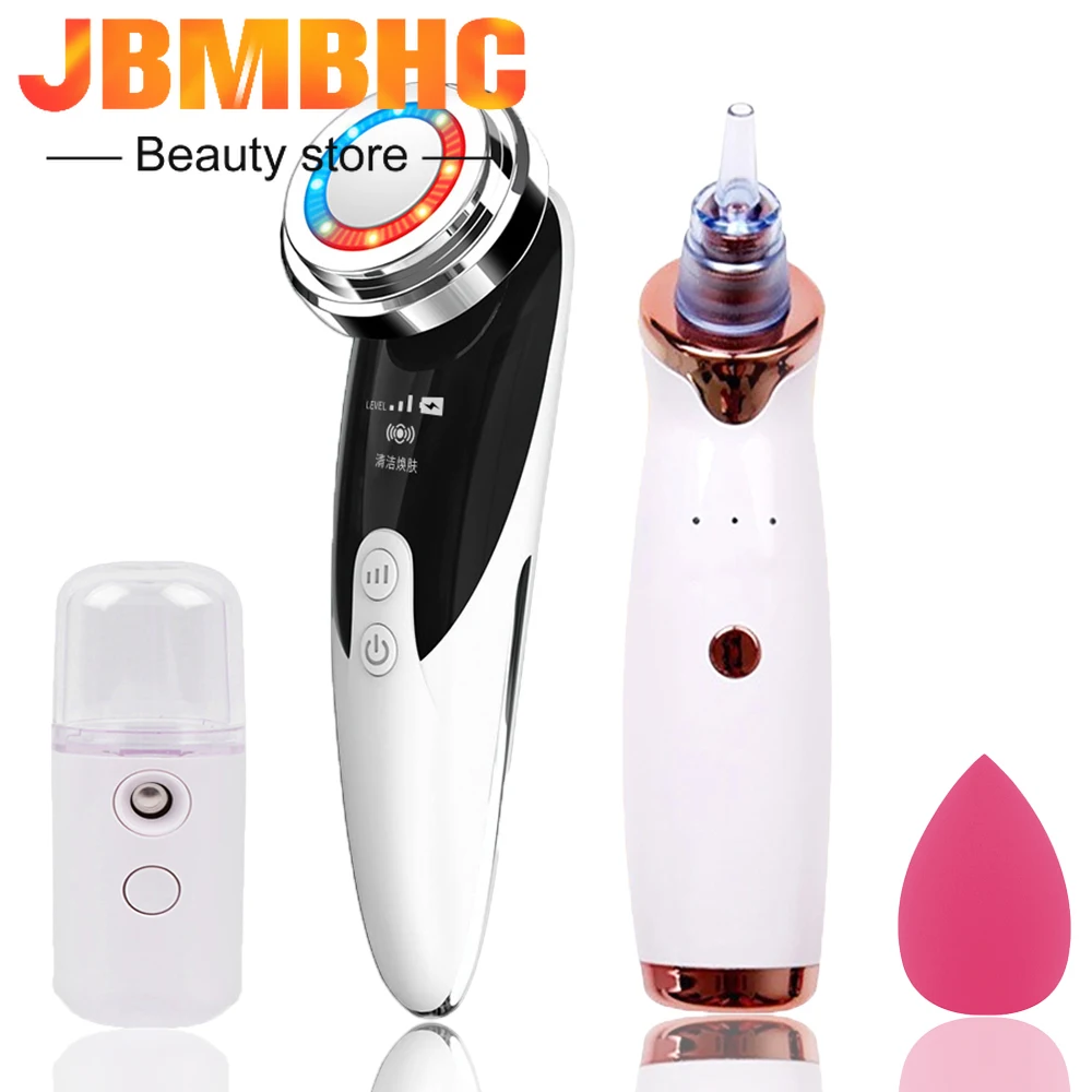 

4 In1 LED Warm Light Therapy Face Lifting Devices Facial Massager Skin Rejuvenating Tightening+Electric Vacuum Blackhead Remover